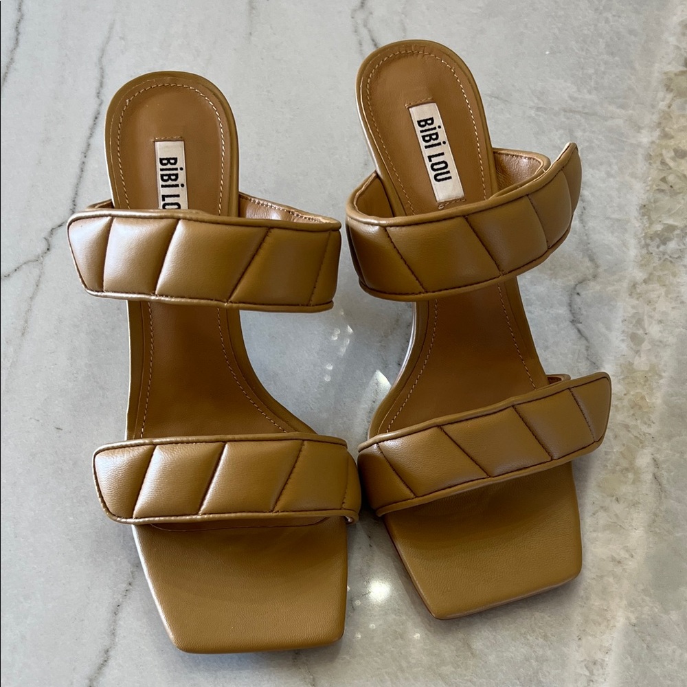 Bibi Lou Short Heel Sandals in Tan